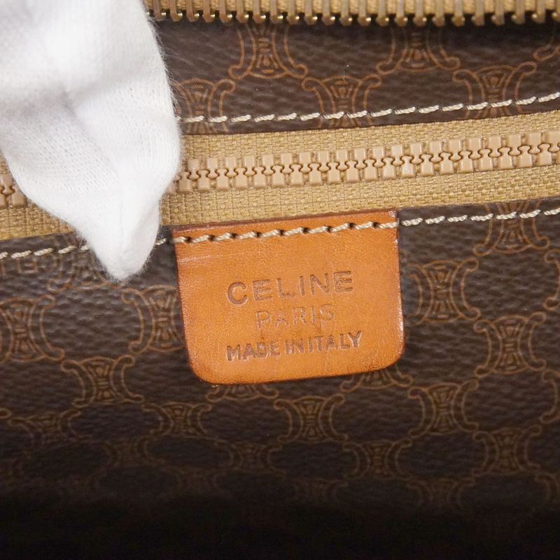 Celine Tote Bag Macadam PVC Brown Gold Hardware Women's