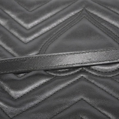 Gucci Shoulder Bag Ggmarmont 443497 Leather Black Gold Hardware Women