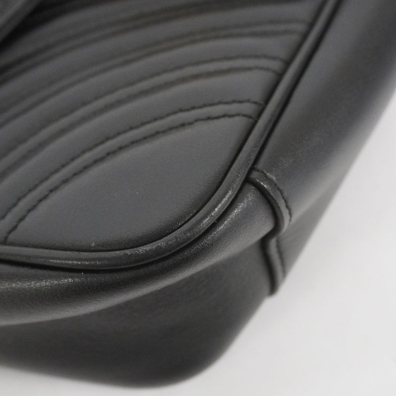 Gucci Shoulder Bag Ggmarmont 443497 Leather Black Gold Hardware Women