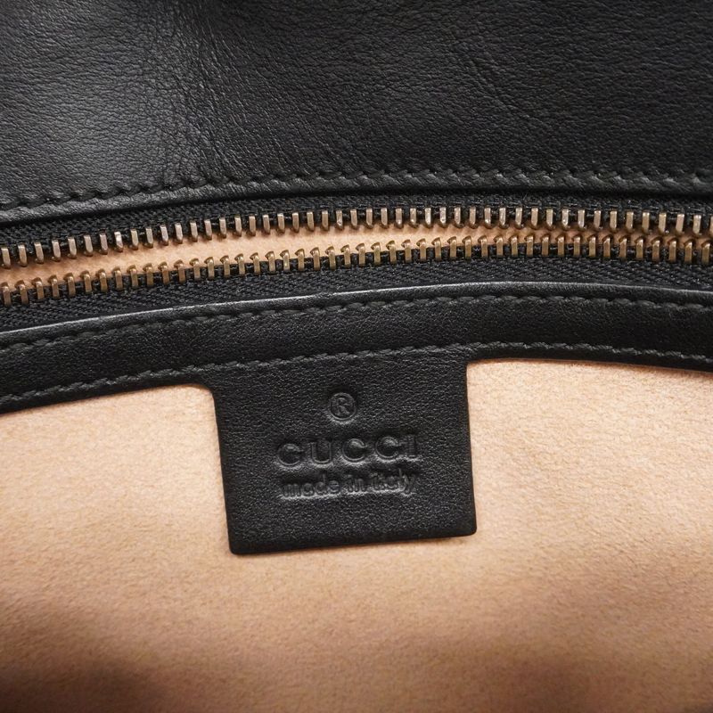 Gucci Shoulder Bag Ggmarmont 443497 Leather Black Gold Hardware Women