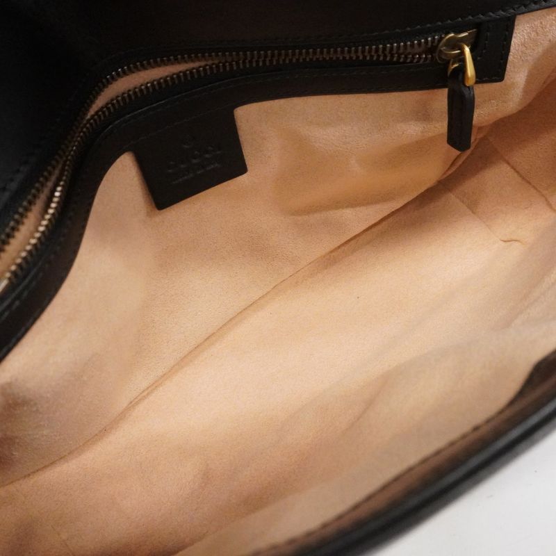 Gucci Shoulder Bag Ggmarmont 443497 Leather Black Gold Hardware Women