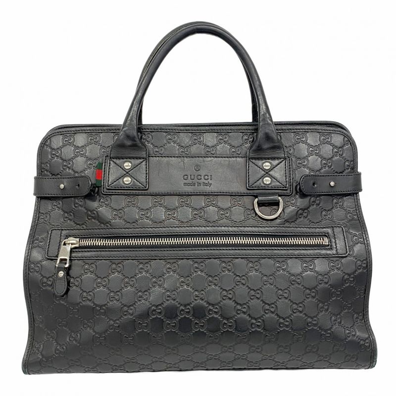 Gucci Tote Bag Sherry Line Guccissima 246410 Leather Black Silver Hardware Men