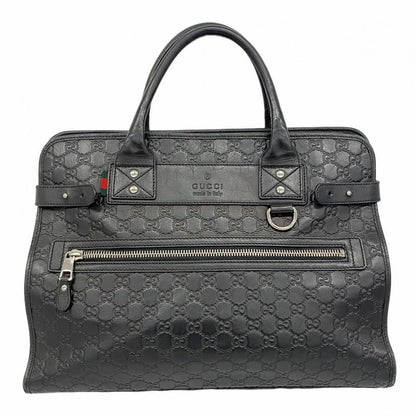 Gucci Tote Bag Sherry Line Guccissima 246410 Leather Black Silver Hardware Men