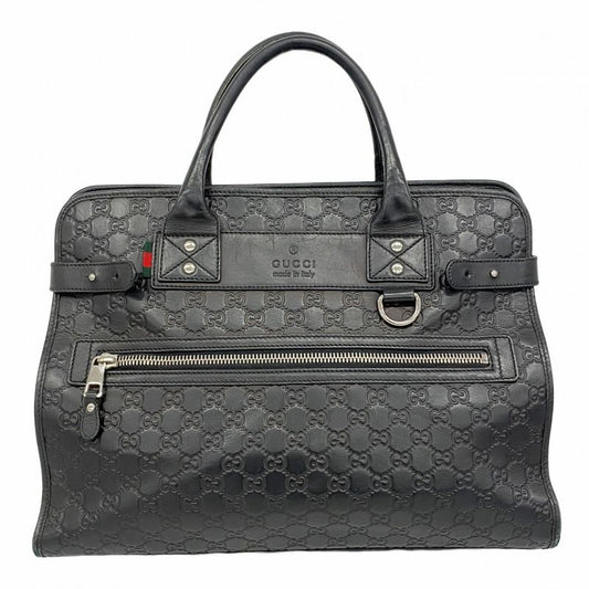 Gucci Tote Bag Sherry Line Guccissima 246410 Leather Black Silver Hardware Men