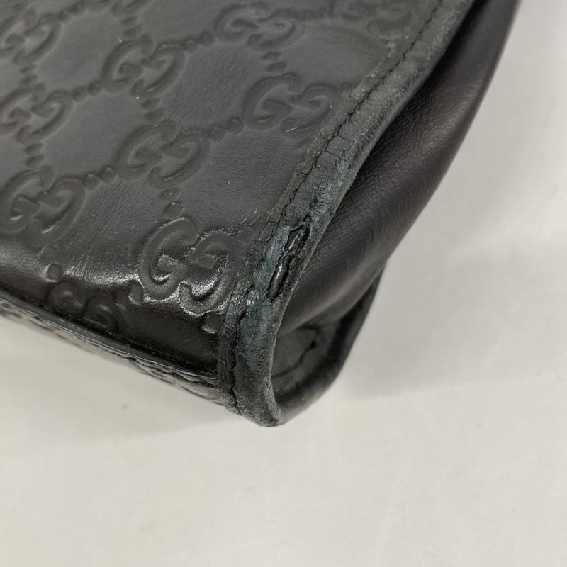 Gucci Tote Bag Sherry Line Guccissima 246410 Leather Black Silver Hardware Men