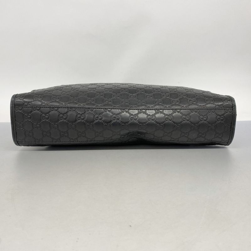 Gucci Tote Bag Sherry Line Guccissima 246410 Leather Black Silver Hardware Men