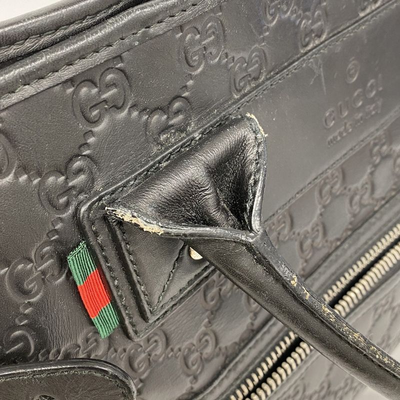 Gucci Tote Bag Sherry Line Guccissima 246410 Leather Black Silver Hardware Men