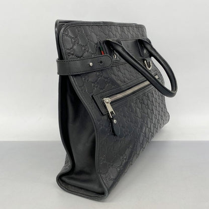 Gucci Tote Bag Sherry Line Guccissima 246410 Leather Black Silver Hardware Men