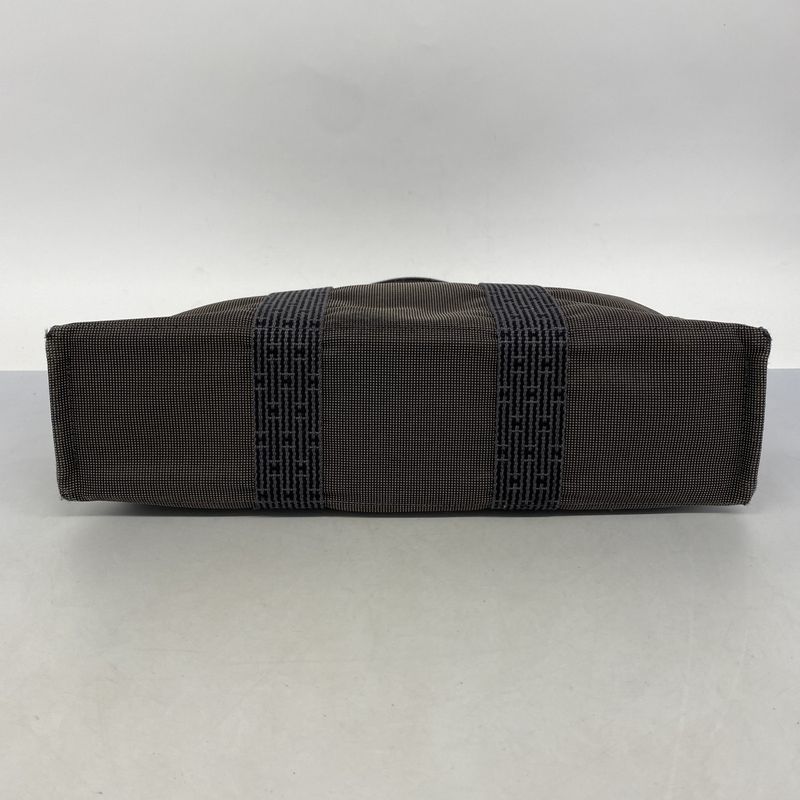 Hermes Tote Bag Her Line MM Canvas Gray Silver Hardware Women