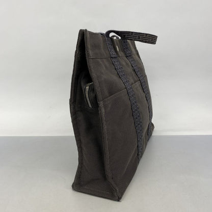 Hermes Tote Bag Her Line MM Canvas Gray Silver Hardware Women