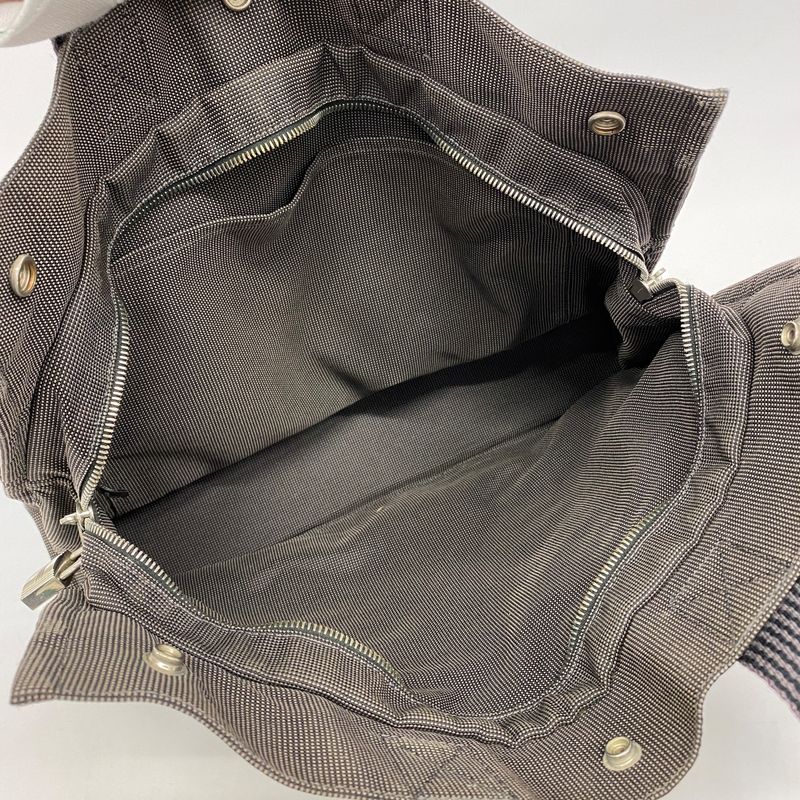 Hermes Tote Bag Her Line MM Canvas Gray Silver Hardware Women