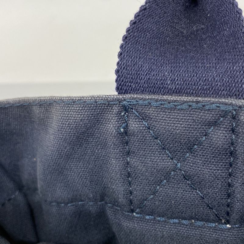 Hermes Tote Bag Deauville PM Canvas Navy Silver Hardware Women