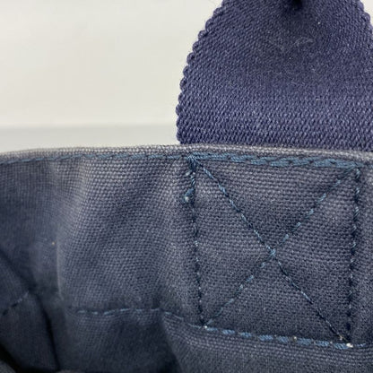 Hermes Tote Bag Deauville PM Canvas Navy Silver Hardware Women