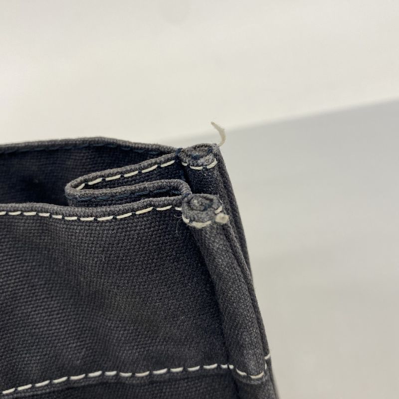 Hermes Tote Bag Deauville PM Canvas Navy Silver Hardware Women