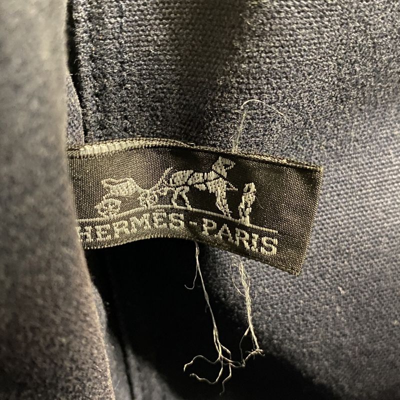 Hermes Tote Bag Deauville PM Canvas Navy Silver Hardware Women