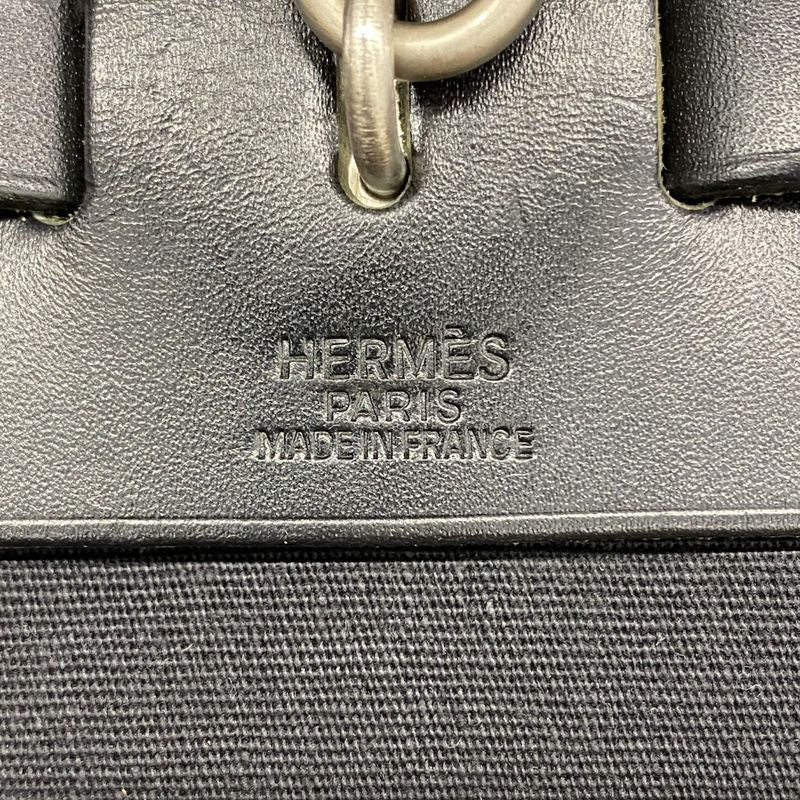 Hermes Handbag Herbag Her Bag MM Toile Ash Black Silver Hardware □C Engraved