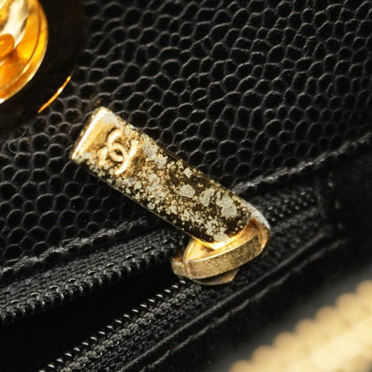 Chanel Tote Bag Matelasse Chain Caviar Skin Black Gold Hardware Women