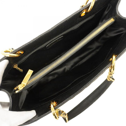 Chanel Tote Bag Matelasse Chain Caviar Skin Black Gold Hardware Women