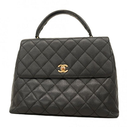 Chanel Handbag Matelasse Caviar Skin Black Gold Hardware Women