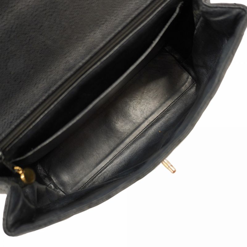 Chanel Handbag Matelasse Caviar Skin Black Gold Hardware Women