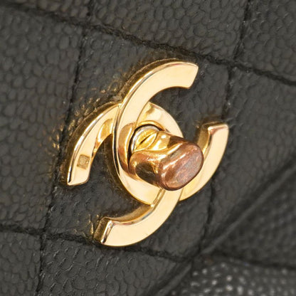 Chanel Handbag Matelasse Caviar Skin Black Gold Hardware Women