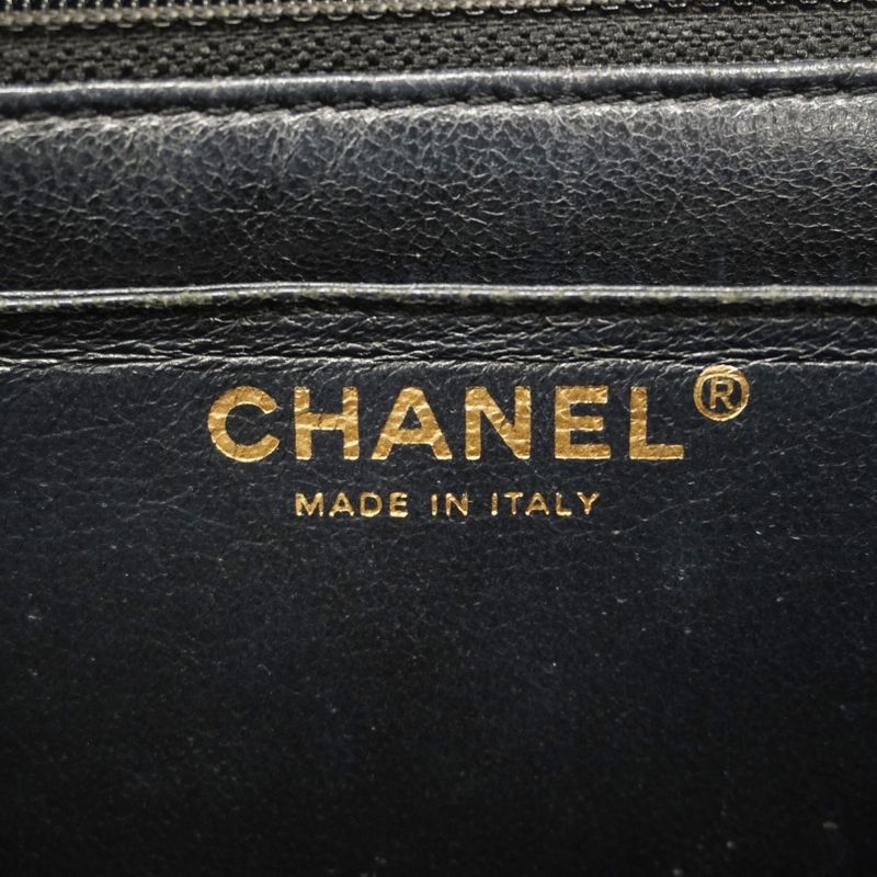 Chanel Handbag Matelasse Caviar Skin Black Gold Hardware Women