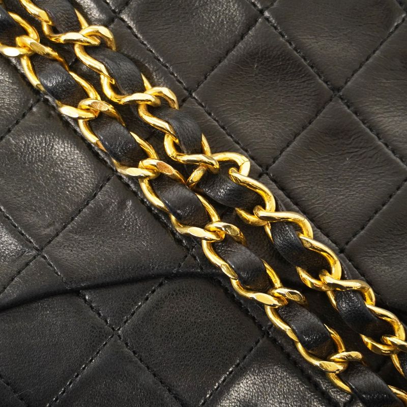Chanel Shoulder Bag Matelasse Lambskin Black Gold Hardware Women
