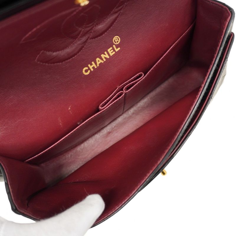 Chanel Shoulder Bag Matelasse Lambskin Black Gold Hardware Women