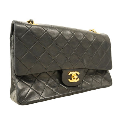 Chanel Shoulder Bag Matelasse Lambskin Black Gold Hardware Women
