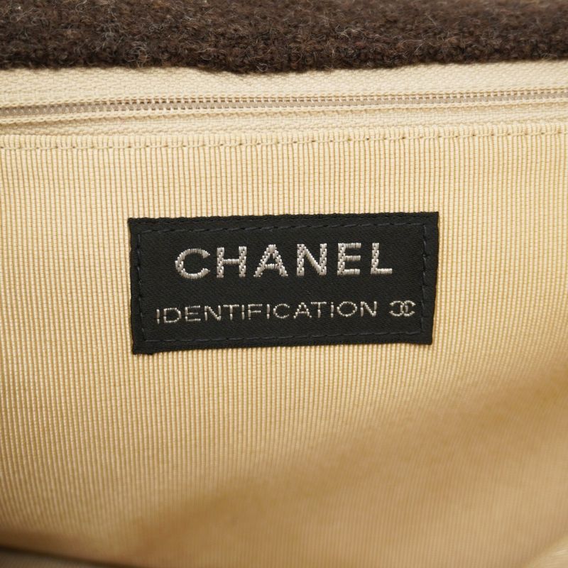 Chanel Shoulder Bag 2.55 Chocolate Bar Wool Brown Gold Hardware Women