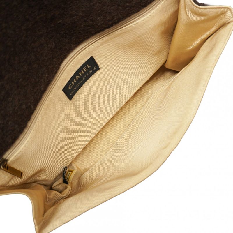 Chanel Shoulder Bag 2.55 Chocolate Bar Wool Brown Gold Hardware Women