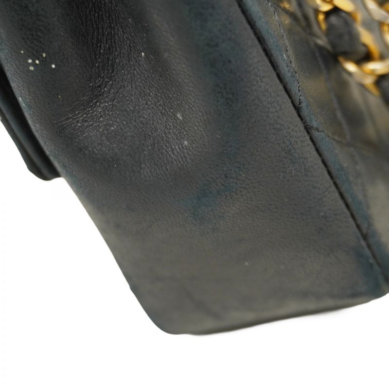 Chanel Shoulder Bag Matelasse Lambskin Black Gold Hardware Women