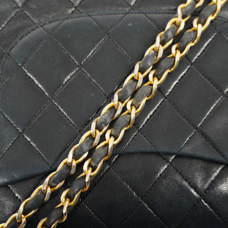 Chanel Shoulder Bag Matelasse Lambskin Black Gold Hardware Women