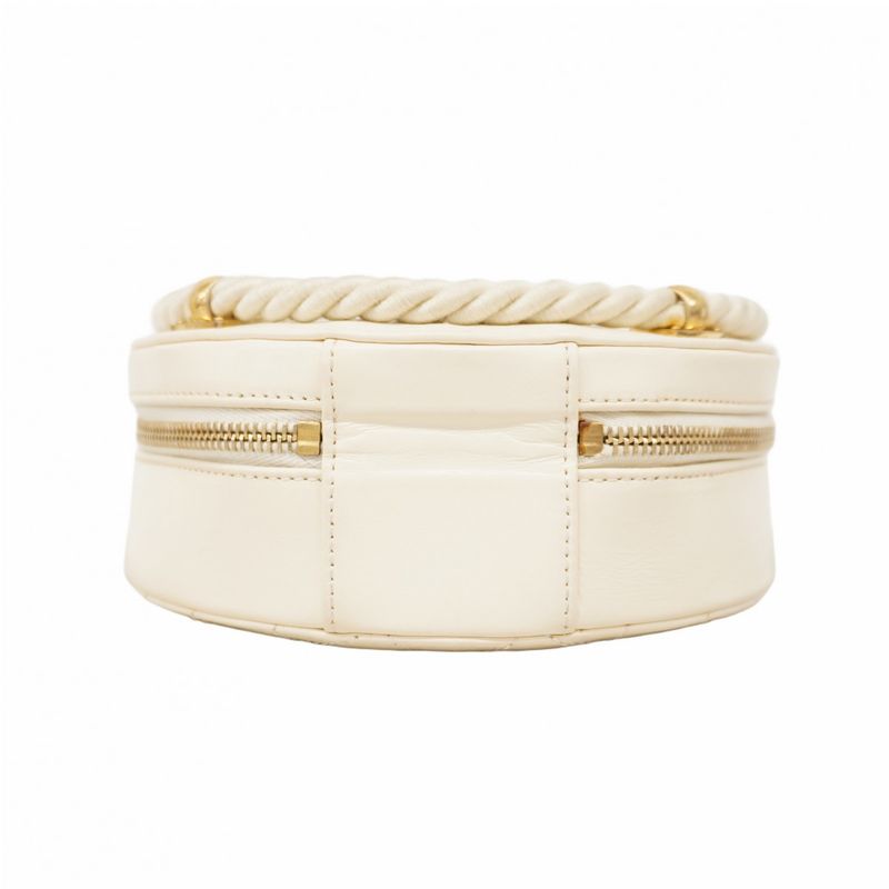 Chanel Shoulder Bag Calfskin White Gold Hardware Women