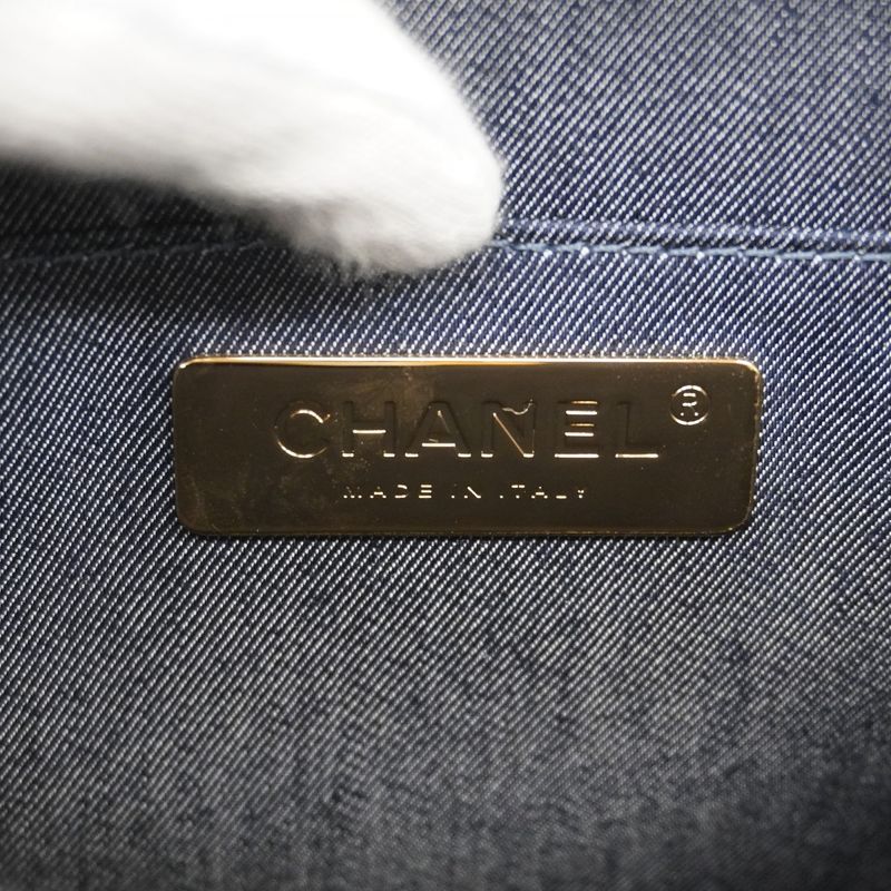 Chanel Shoulder Bag Calfskin White Gold Hardware Women