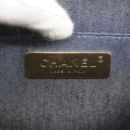 Chanel Shoulder Bag Calfskin White Gold Hardware Women