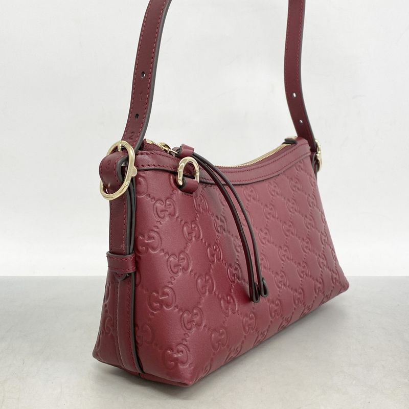 Gucci Shoulder Bag Guccissima 847450 Leather Bordeaux Chien Pan Gold Hardware