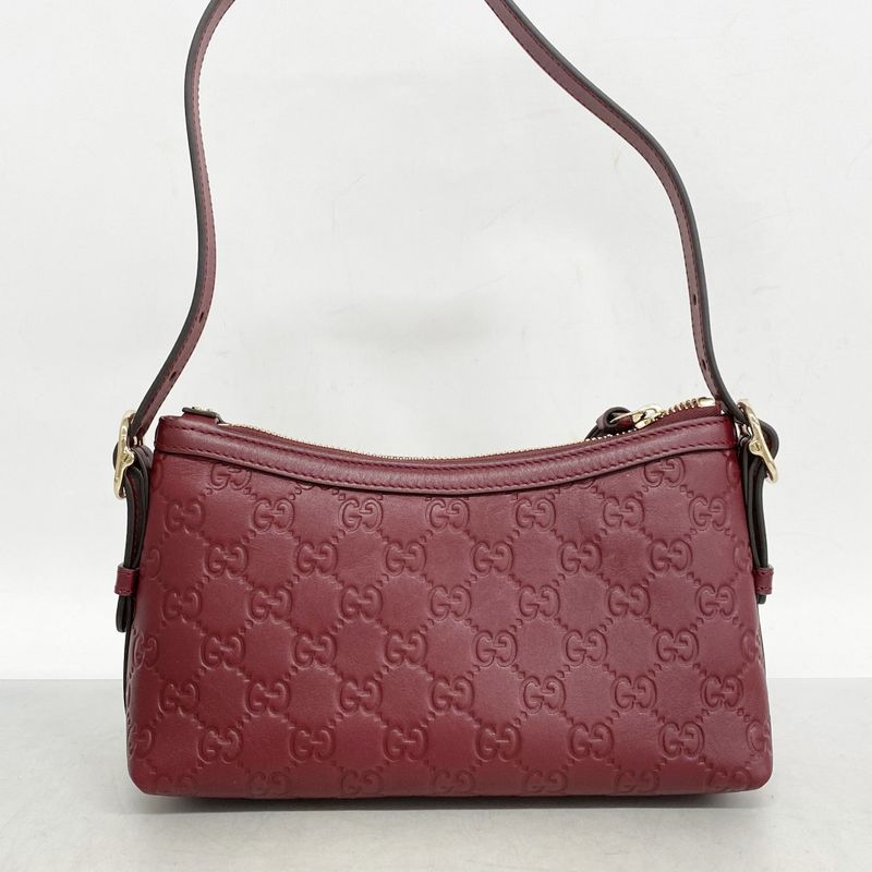 Gucci Shoulder Bag Guccissima 847450 Leather Bordeaux Chien Pan Gold Hardware