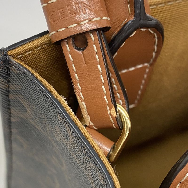 Celine Handbag Triomphe PVC Brown Gold Hardware 2way Bag Ladies