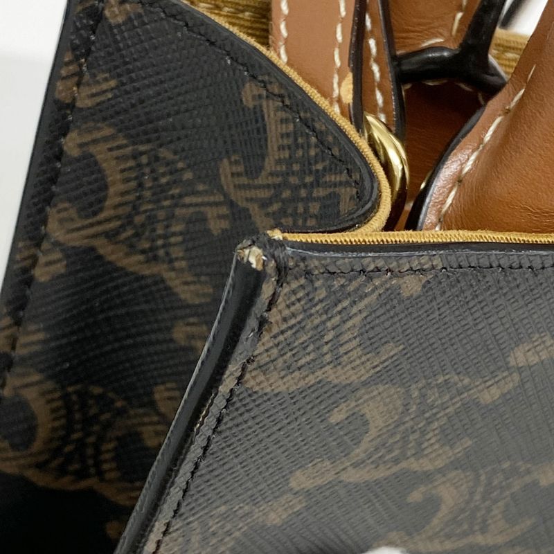 Celine Handbag Triomphe PVC Brown Gold Hardware 2way Bag Ladies
