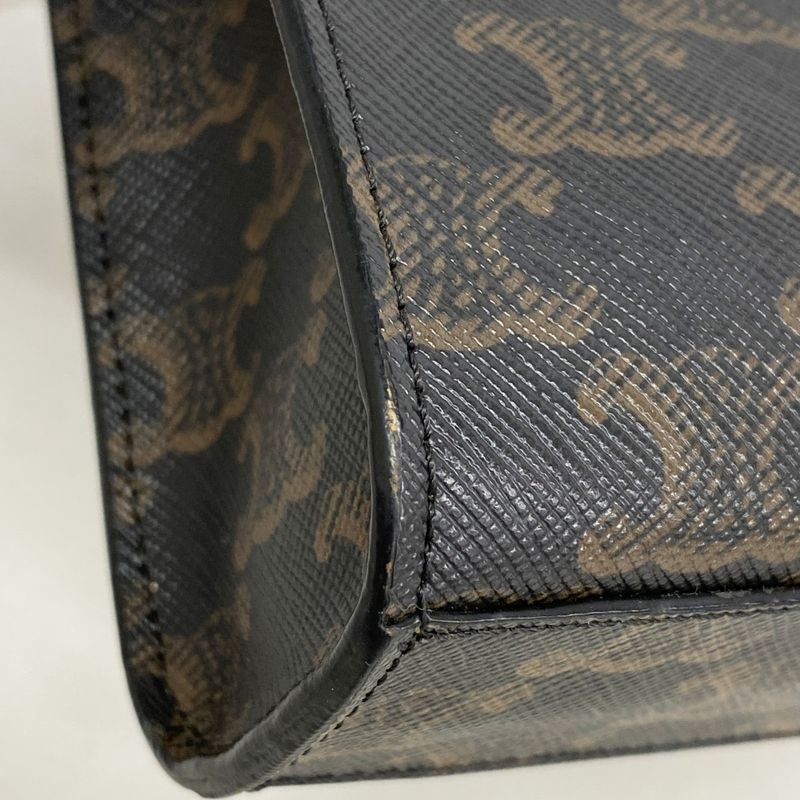 Celine Handbag Triomphe PVC Brown Gold Hardware 2way Bag Ladies