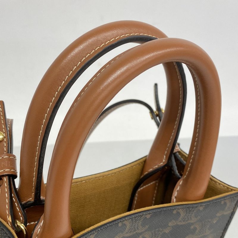 Celine Handbag Triomphe PVC Brown Gold Hardware 2way Bag Ladies