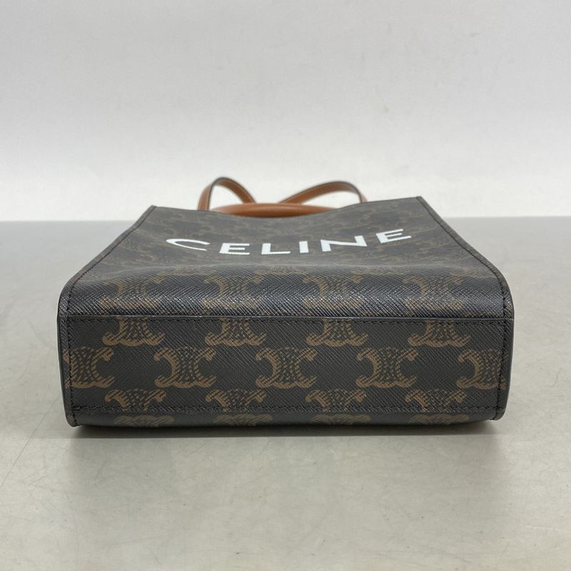 Celine Handbag Triomphe PVC Brown Gold Hardware 2way Bag Ladies