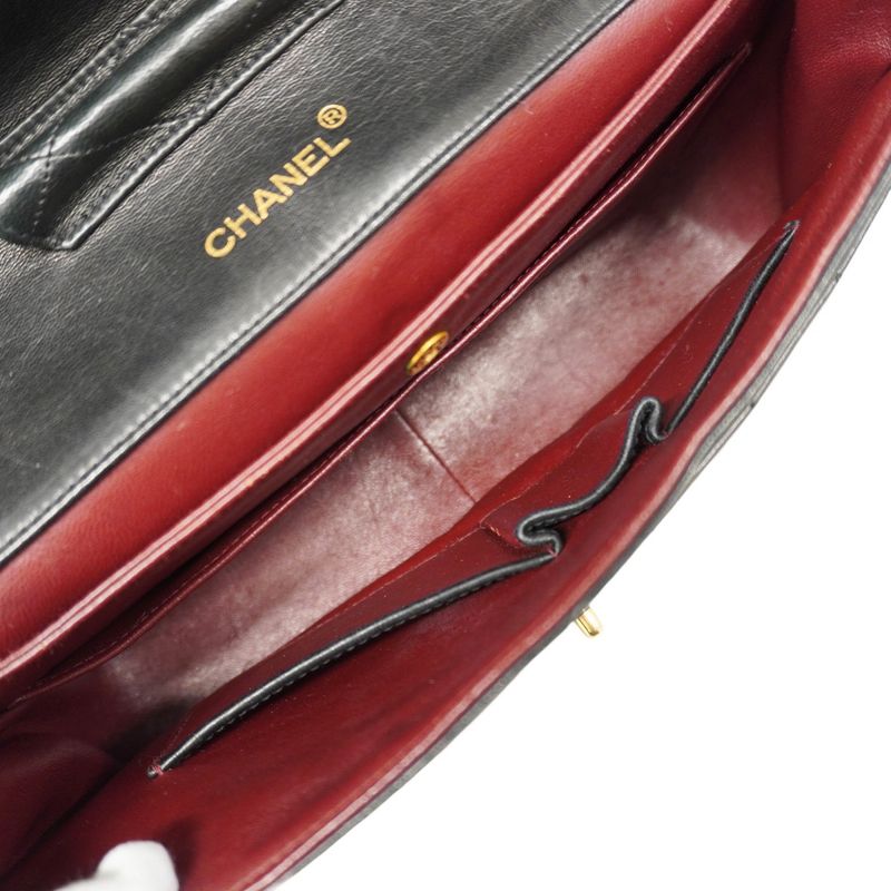 Chanel Shoulder Bag Matelasse Lambskin Black Gold Hardware Women