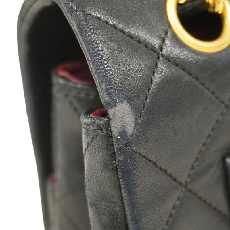 Chanel Shoulder Bag Matelasse Lambskin Black Gold Hardware Women