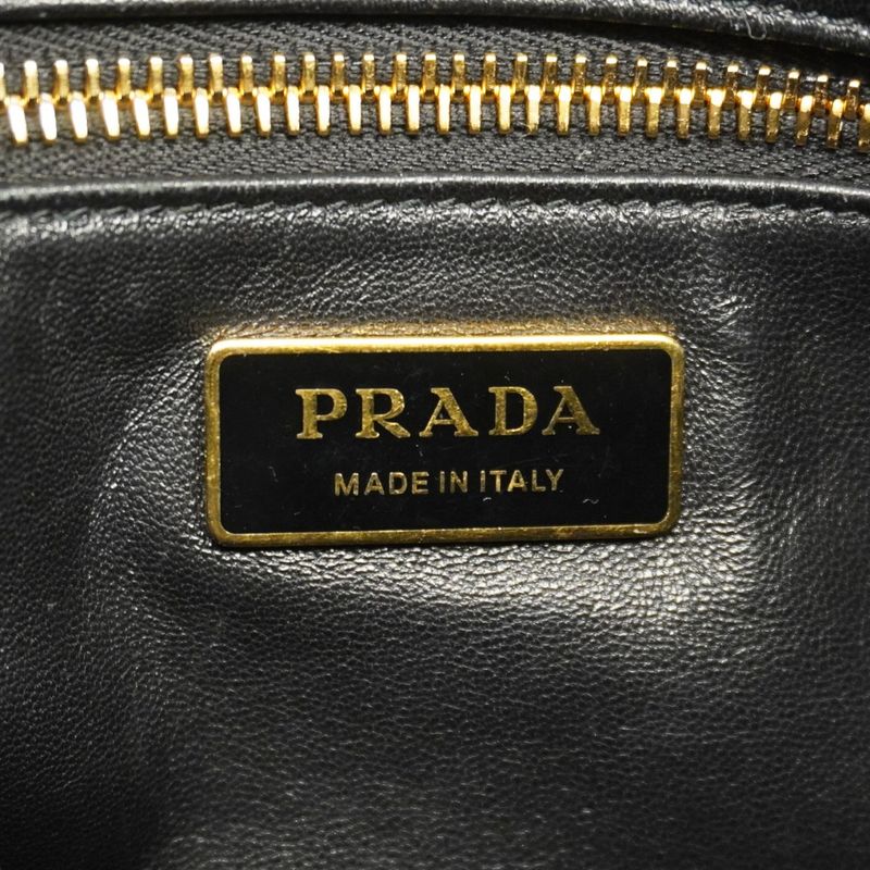 Prada Shoulder Bag Leather Black Gold Hardware Women