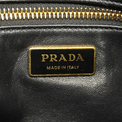Prada Shoulder Bag Leather Black Gold Hardware Women