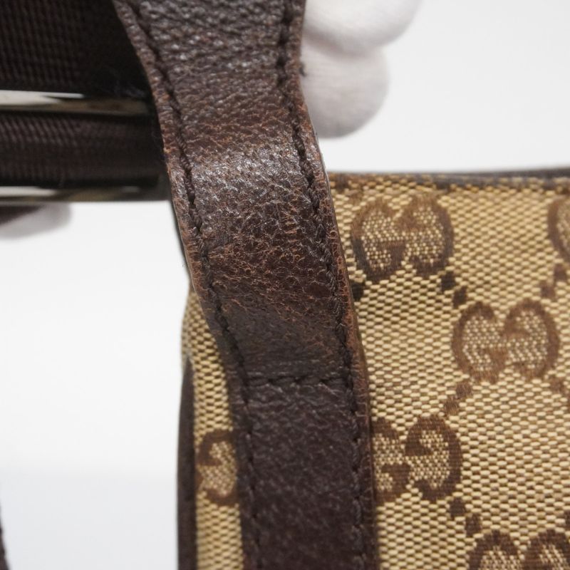 Gucci Shoulder Bag GG Canvas 122793 Canvas Beige Brown Silver Hardware Women