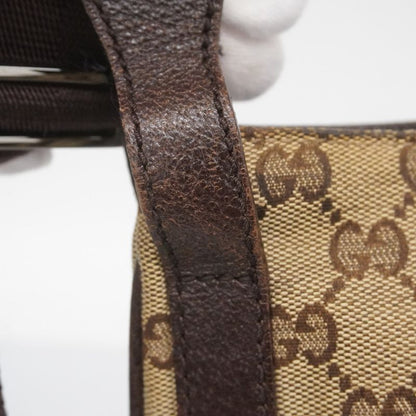 Gucci Shoulder Bag GG Canvas 122793 Canvas Beige Brown Silver Hardware Women