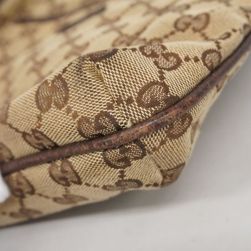 Gucci Shoulder Bag GG Canvas 122793 Canvas Beige Brown Silver Hardware Women